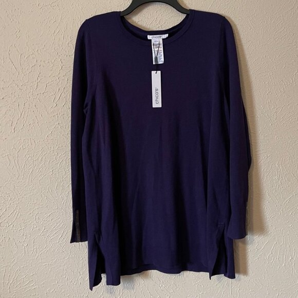 NWT Chico's Purple Tunic Sweater - Picture 1 of 5